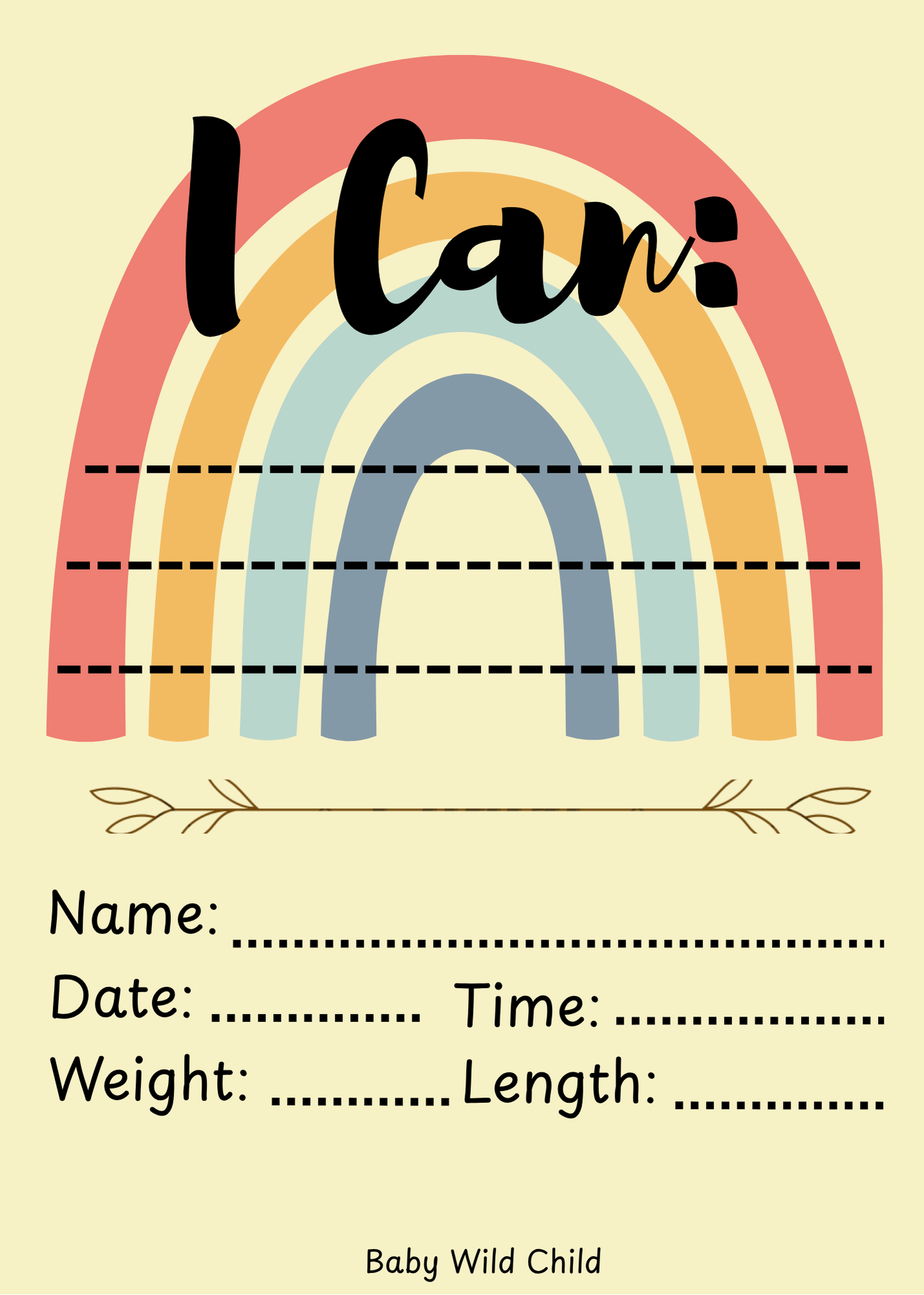 Baby Wild Child™ Developmental Milestone Cards | Printable PDF