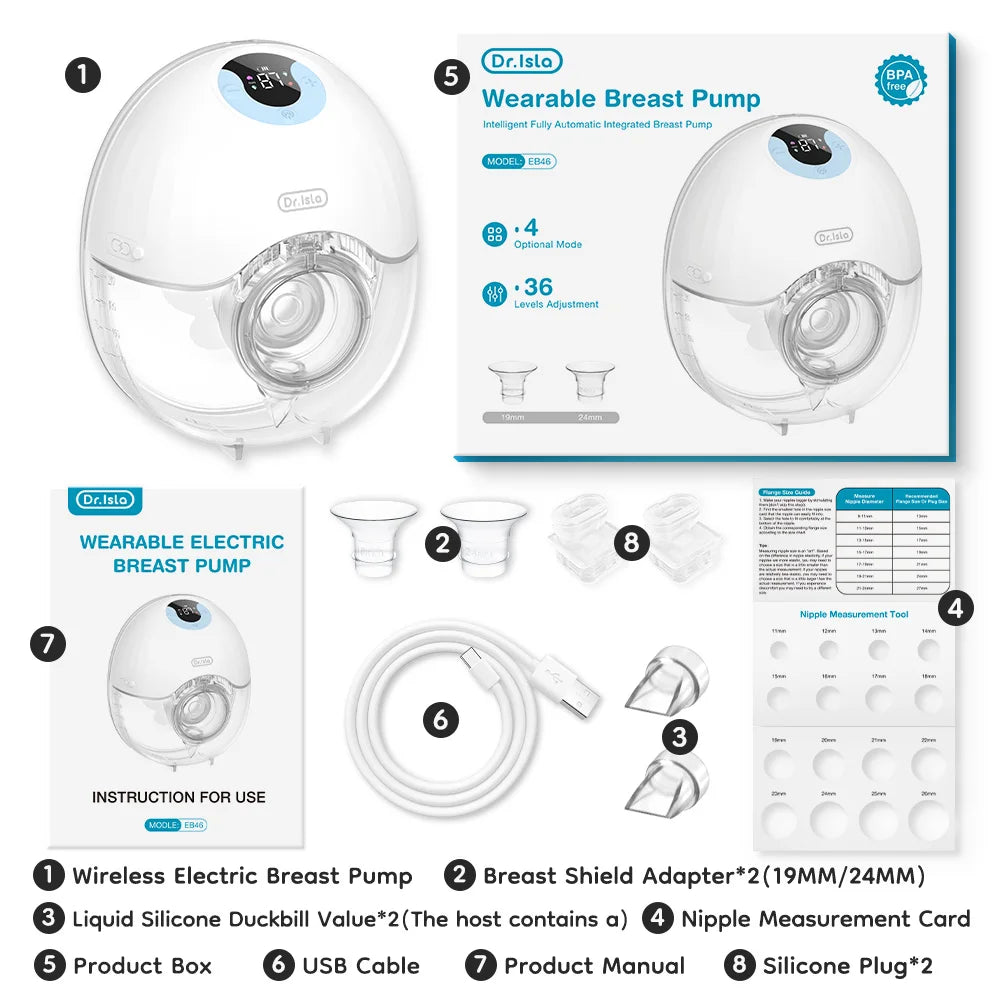 Hands-Free Electric Lactation Pump – 4 Modes, 36 Levels, BPA-Free