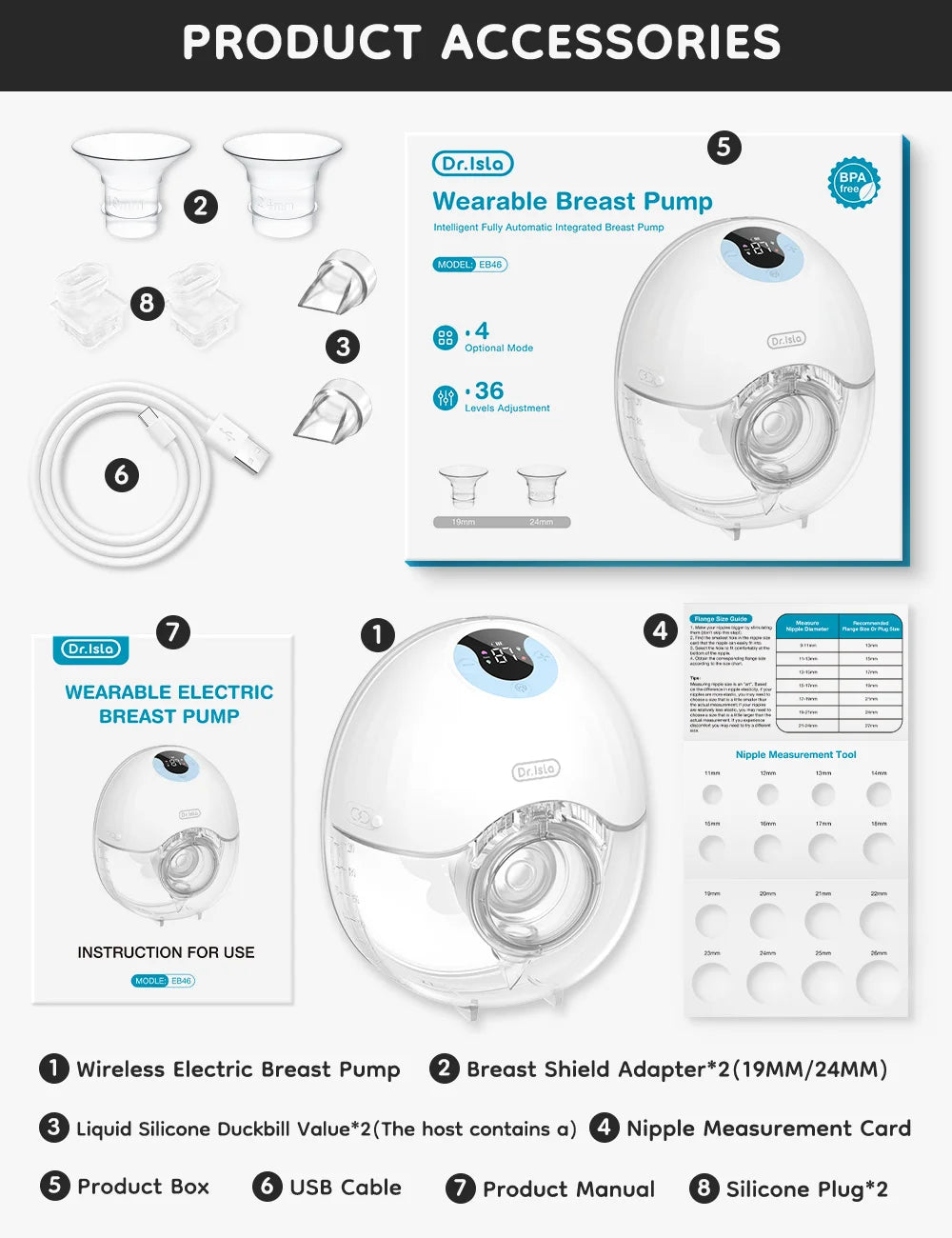 Hands-Free Electric Lactation Pump – 4 Modes, 36 Levels, BPA-Free