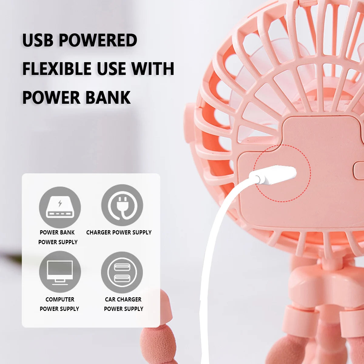 Wild Child™ Octopus Portable Fan — 4-in-1 Handheld, Stroller & Desk Fan with Night Light