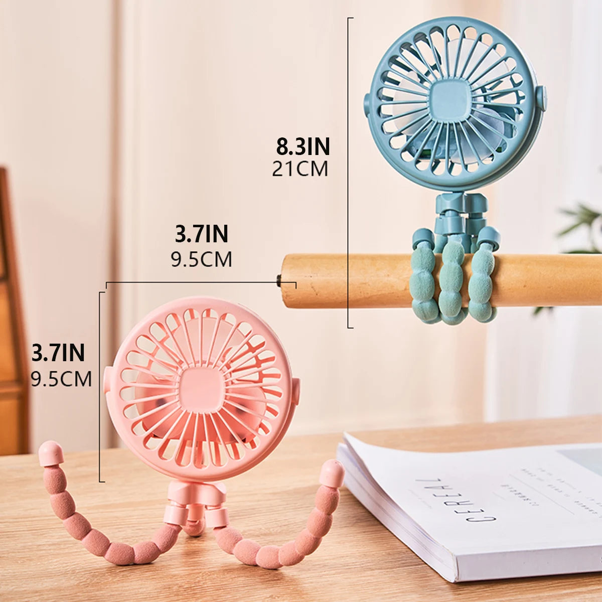 Wild Child™ Octopus Portable Fan — 4-in-1 Handheld, Stroller & Desk Fan with Night Light